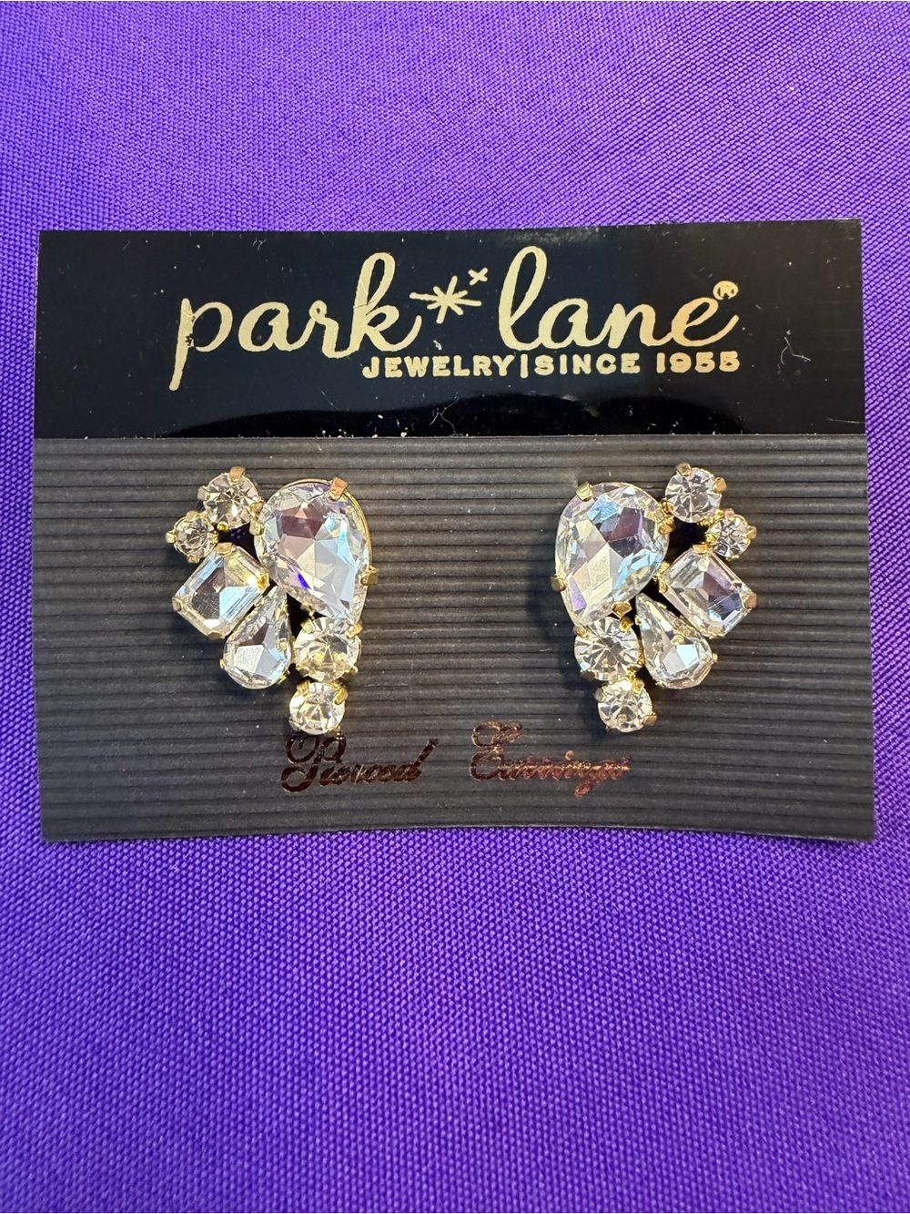 Park Lane Rhinestone Crystal Cluster Earrings New on Card Retired